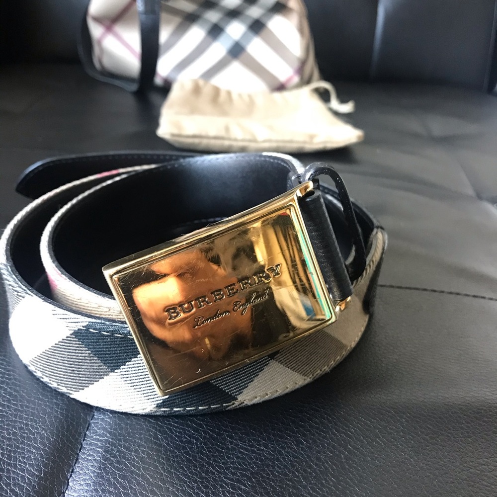 *SOLD* Burberry check & leather belt